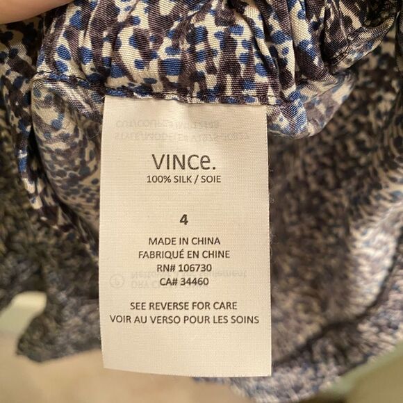 Vince 100% Silk Summer Romper Static Print Size 4 - Picture 6 of 7